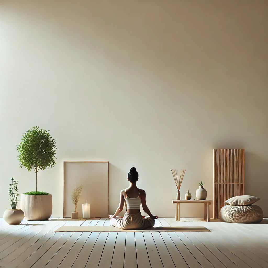 Meditação em um ambiente minimalista.