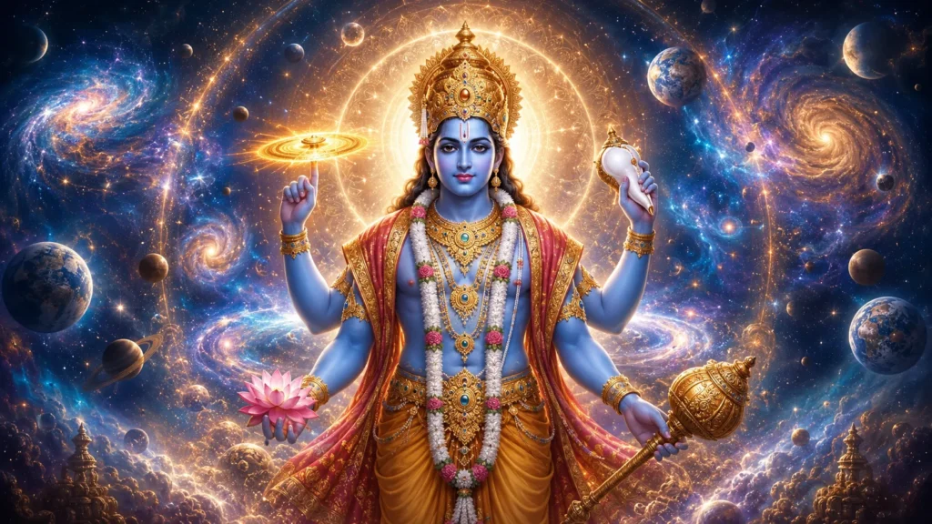 Vishnu e o equilíbrio da Vida representados pela preservação do Universo