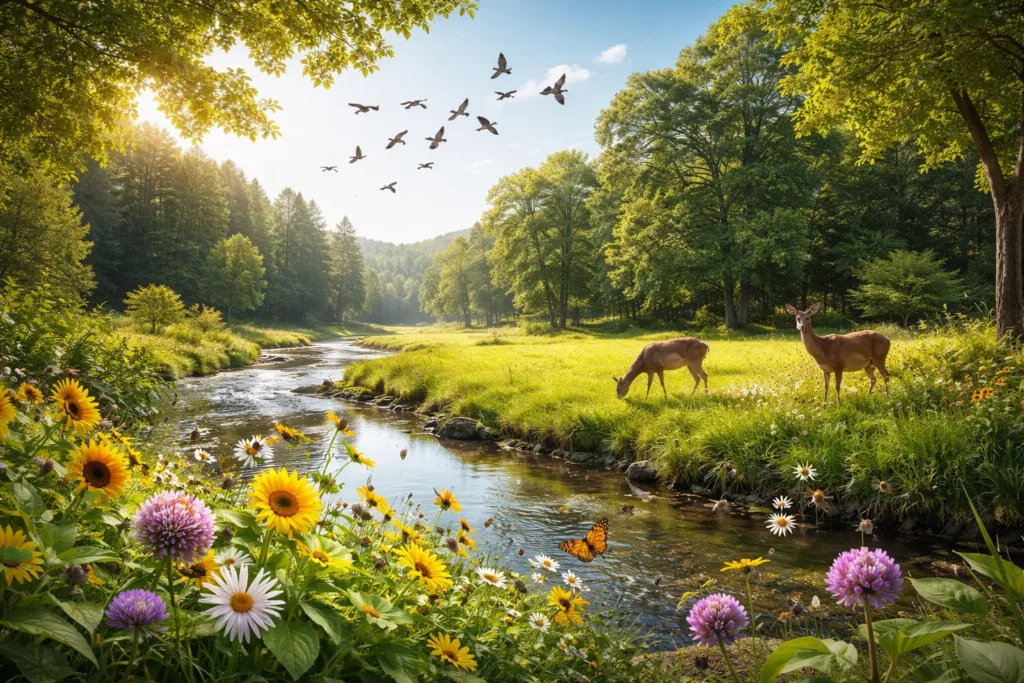 cooperação na natureza entre diferentes espécies em um ecossistema