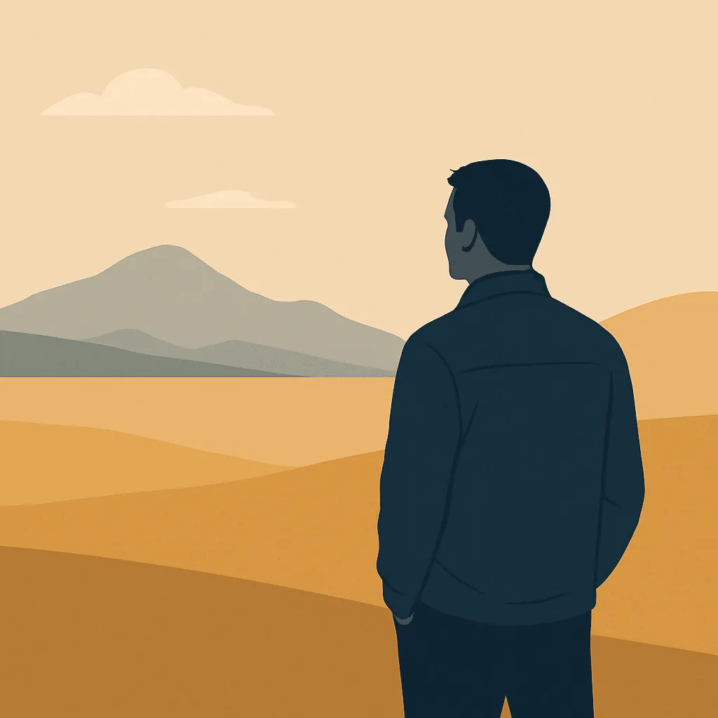 Homem contemplando o horizonte em momento de solitude