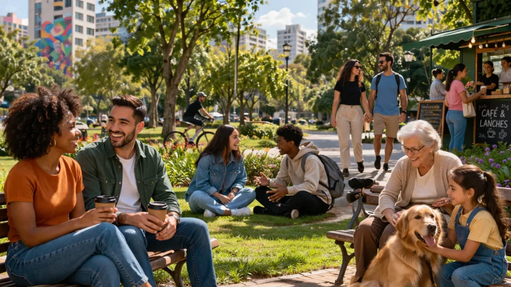 convivência humana entre pessoas em interação social