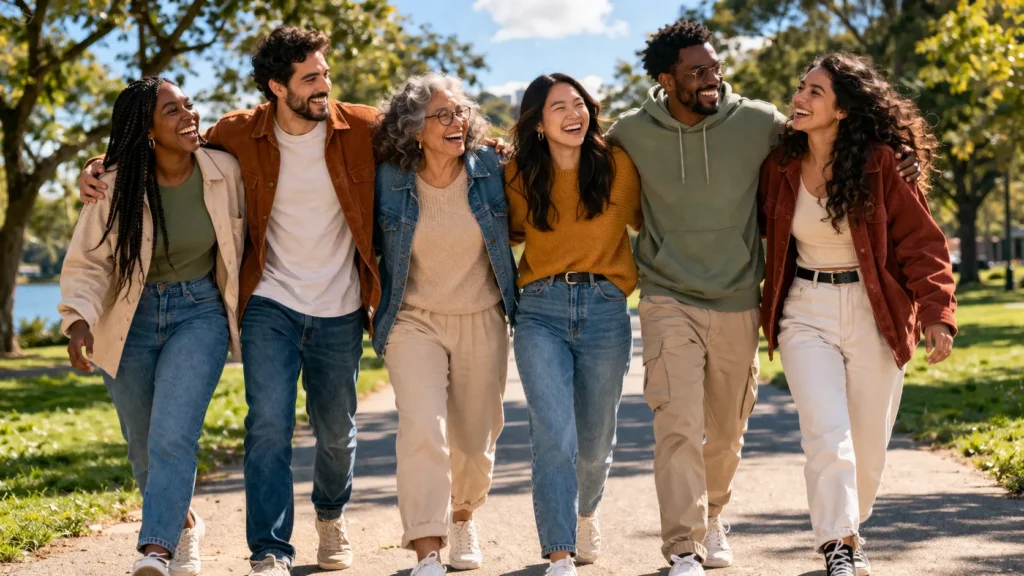 grupo de pessoas conectadas simbolizando empatia e cooperação