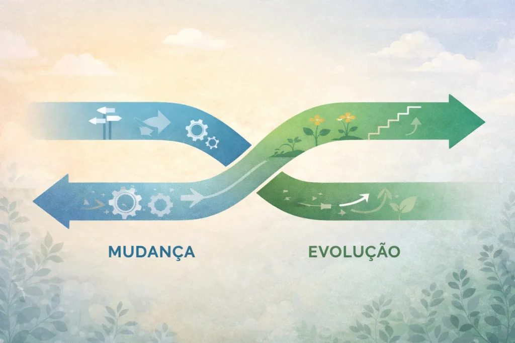 Setas apontando para o crescimento humano e evolução pessoal