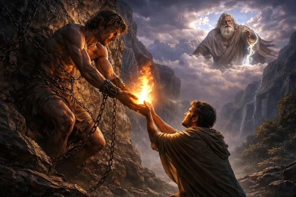 É possível vivermos sem conhecimento? 3 Prometeu entregando o fogo do conhecimento à humanidade