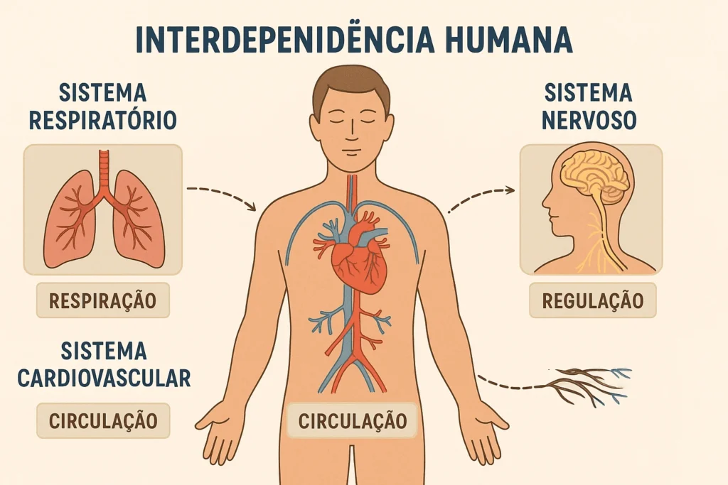 Sistemas do corpo humano funcionando em harmonia