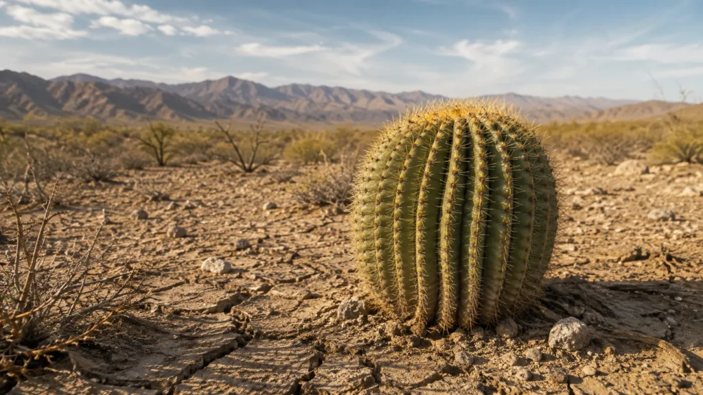 Cacto sobrevivendo no deserto como símbolo de resistência e resiliência