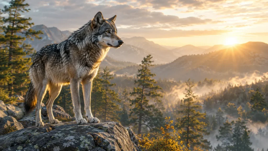O Simbolismo do Lobo 1 Simbolismo do lobo representado por um lobo selvagem em uma paisagem natural