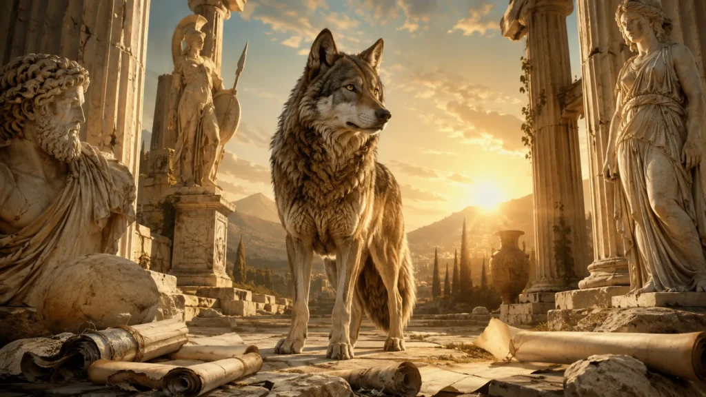 O Simbolismo do Lobo 4 Representação mitológica do lobo associado às histórias gregas antigas