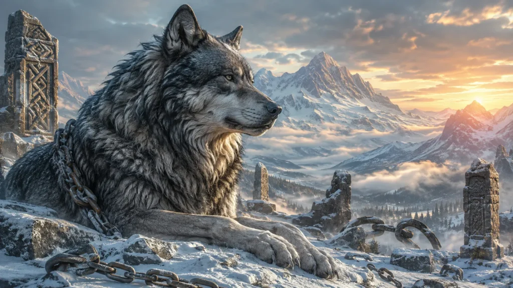 O Simbolismo do Lobo 6 Fenrir lobo gigante da mitologia nórdica representando força indomável
