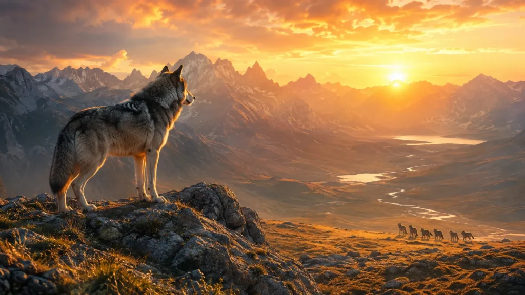 O Simbolismo do Lobo 9 Lobo solitário observando uma paisagem representando reflexão e autonomia
