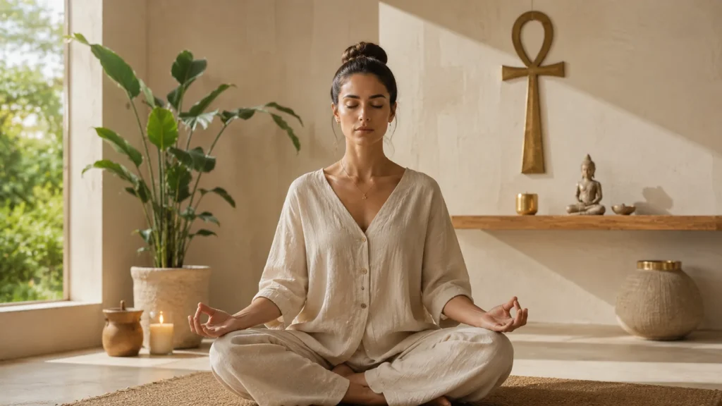Cruz Ankh na espiritualidade moderna representando equilíbrio entre corpo mente e espírito