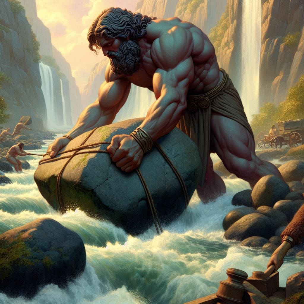 Hércules desviando o rio para limpar os estábulos de Augias.