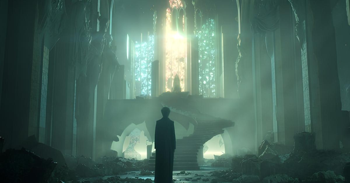 Morpheus refletindo sobre sua existência no Reino dos Sonhos.