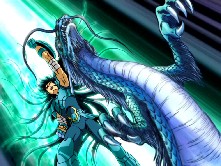 "Os Cavaleiros do Zodíaco": O Anime dos anos 90 que Inspira Gerações 4 Shiryu usando a técnica secreta "Cólera do Dragão"