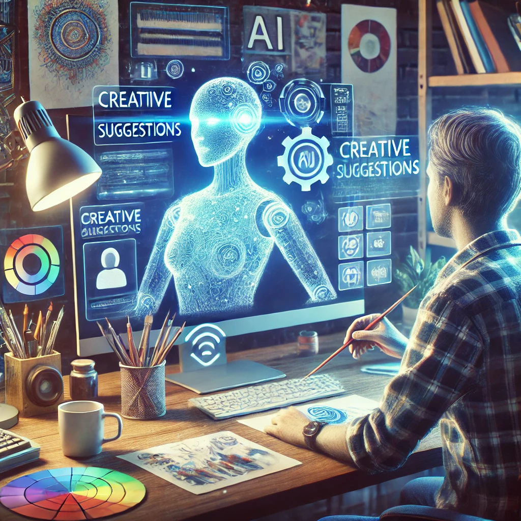 Artista usando IA para auxiliar no processo criativo
