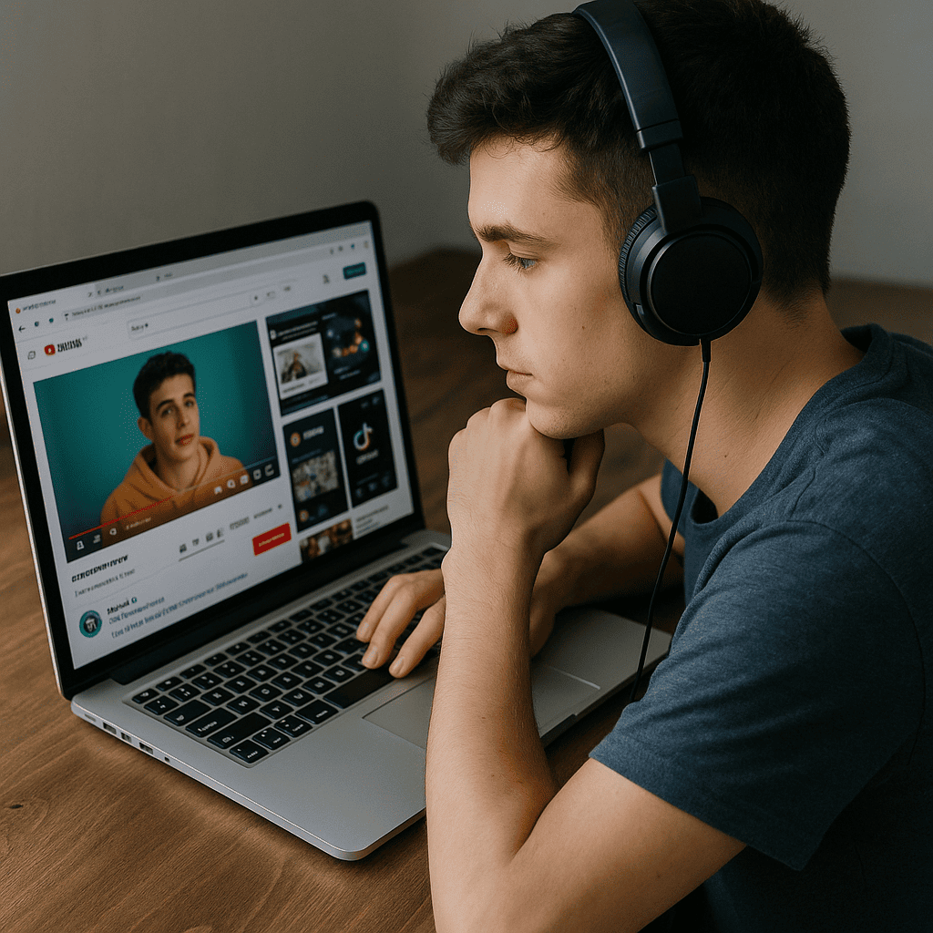 Geração Z: Quem São, Como Pensam e Por Que Estão Transformando a Sociedade 2 Jovem da Geração Z consumindo conteúdo digital