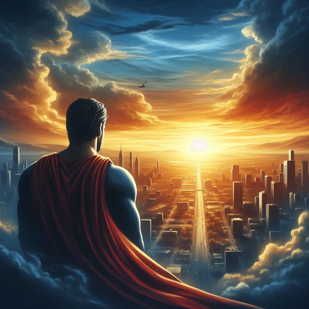 Superman e o Arquétipo do Escolhido: O Que Esse Herói Revela Sobre Nós 4 Superman olhando para o horizonte, com expressão serena.