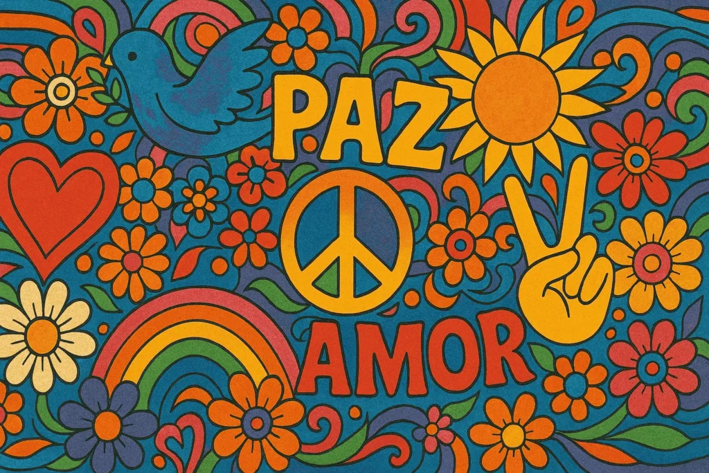 Série “As décadas que moldaram o mundo moderno”: A Revolução dos Anos 1960 - Como a Contracultura e a Espiritualidade Transformaram o Mundo Moderno 5 Símbolos da paz e da psicodelia na arte hippie
