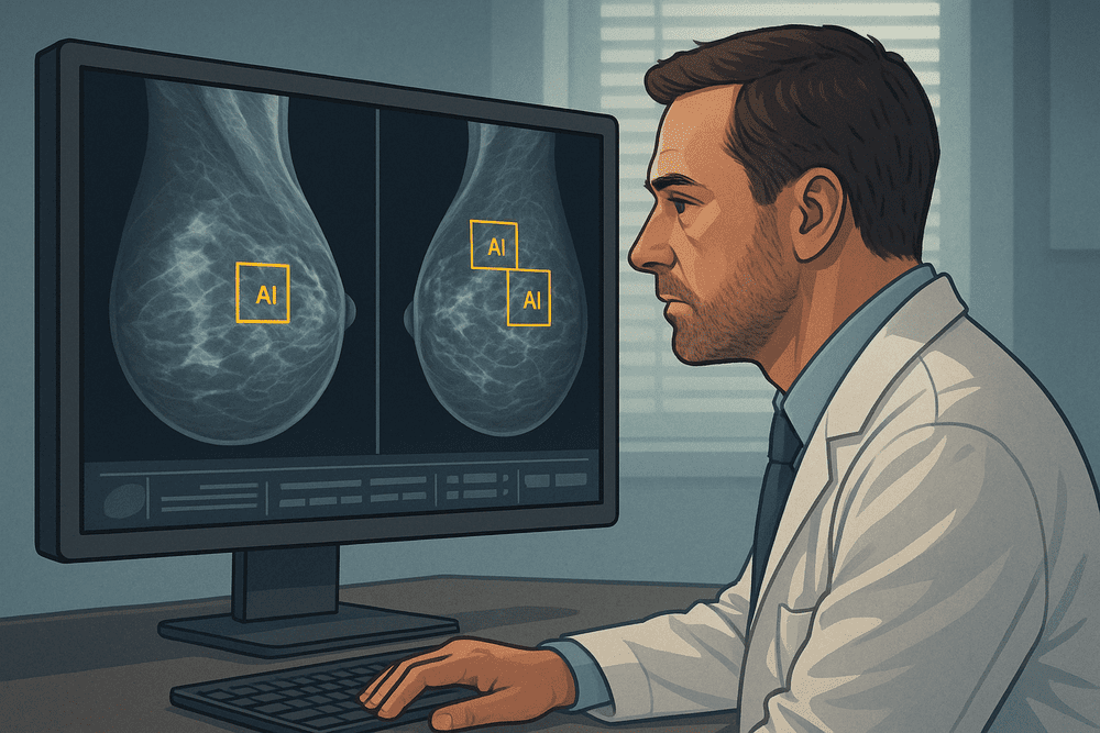IA na Saúde: Como a Inteligência Artificial Está Transformando a Medicina 2 Algoritmo de IA analisando exame de imagem radiológica