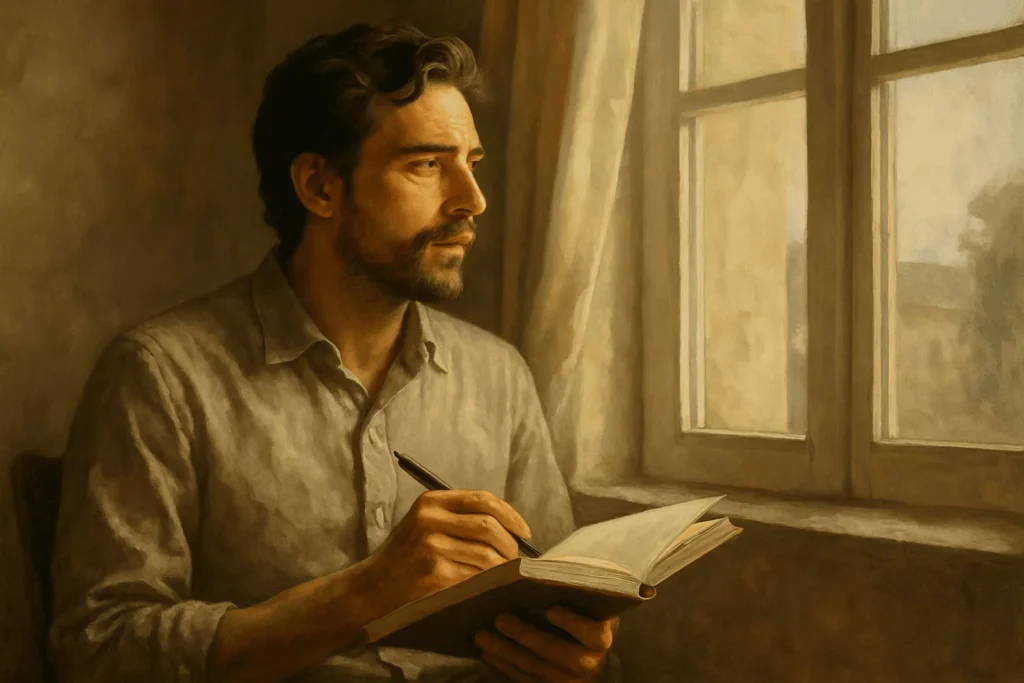 Série “Grandes Escritores da Humanidade” 4 Escritor observando o mundo ao seu redor