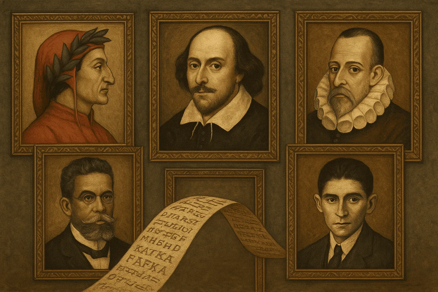 Retratos dos grandes escritores da humanidade