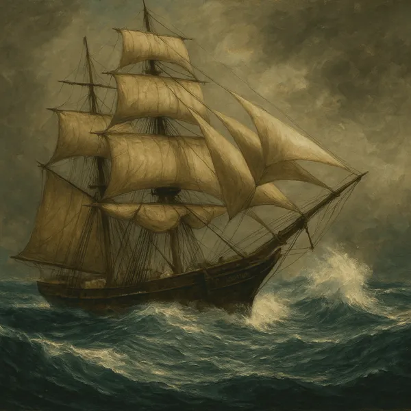 Série “Clássicos da Literatura”: Moby Dick 3 Navio baleeiro Pequod enfrentando o mar