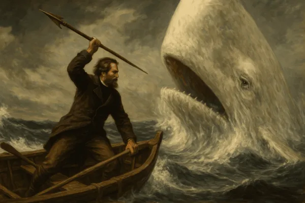 Série “Clássicos da Literatura”: Moby Dick 4 Capitão Ahab enfrentando a baleia branca Moby Dick