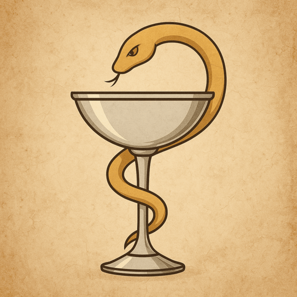 Cálice de Hígia com serpente representando a farmácia