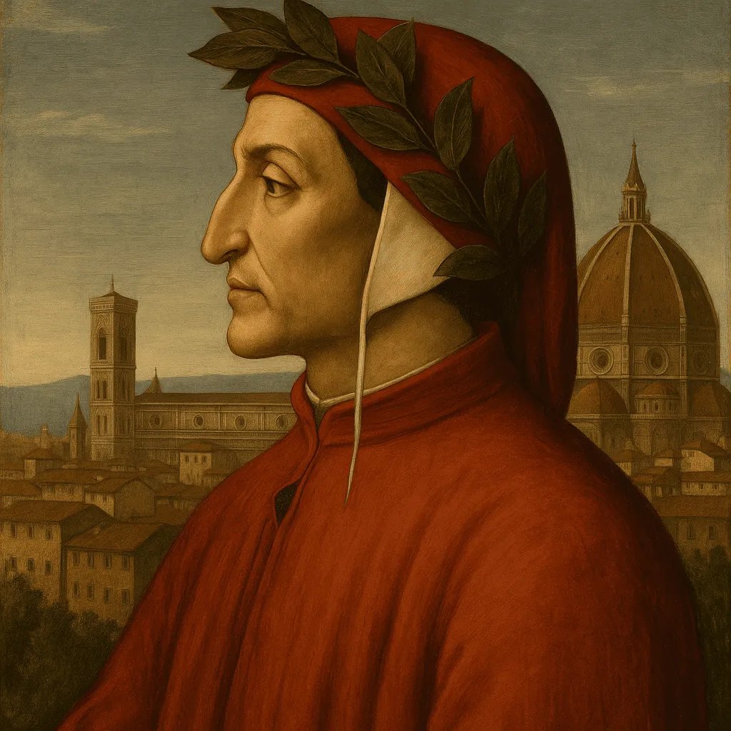 Retrato de Dante Alighieri com coroa de louros