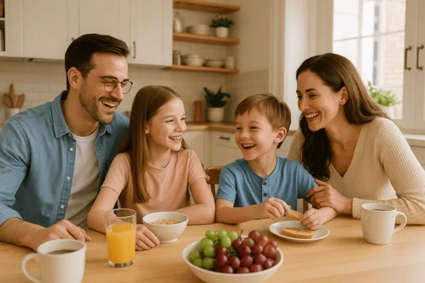 Família reunida em um ambiente saudável e equilibrado