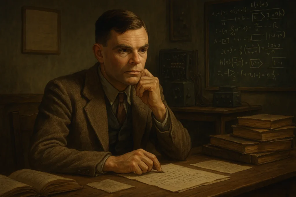 Imagem do Alan Turing pensando