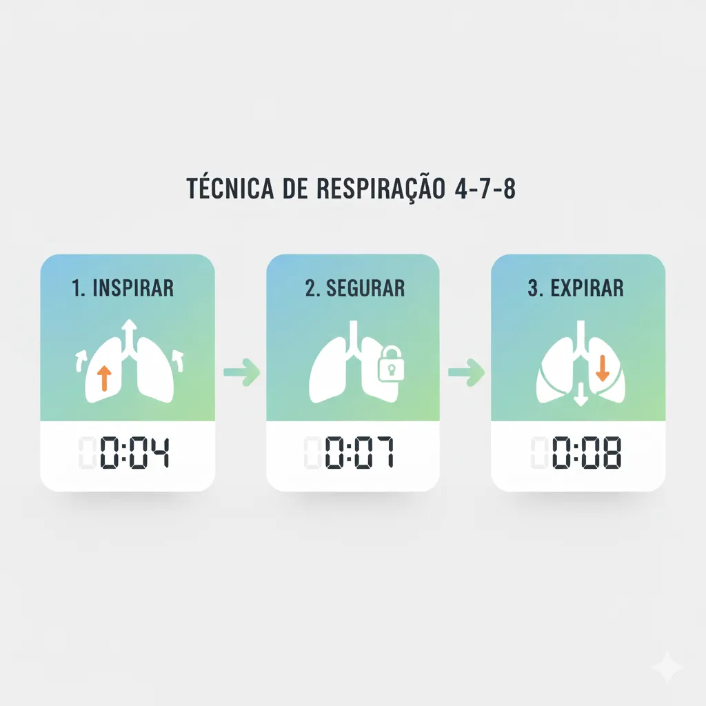 Infográfico explicando a técnica de respiração 4-7-8
