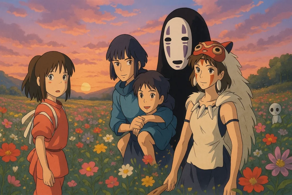 Dia Internacional da Animação: Como o Desenho Ganhou Vida e Transformou o Mundo 6 personagens icônicos do Studio Ghibli em cenário natural