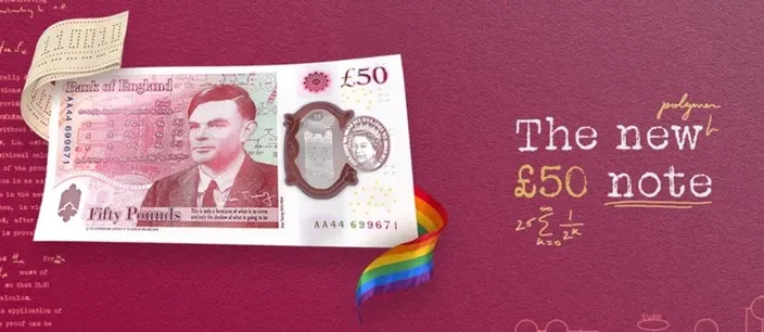 Nota de 50 libras em homenagem ao Alan Turing