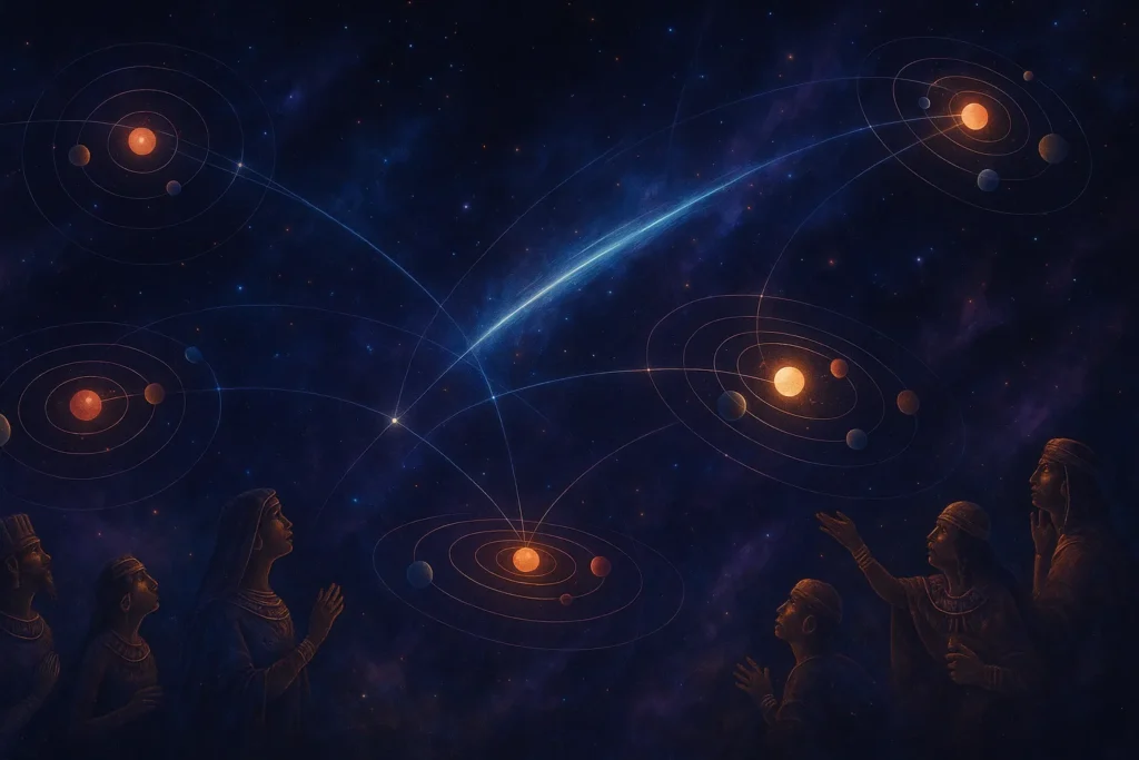 Comparação entre sistemas planetários interagindo com objetos interestelares.