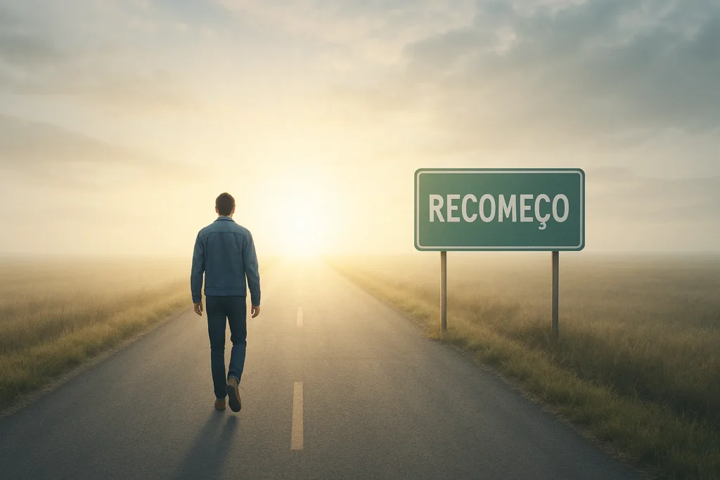 Pessoa caminhando em direção à luz simbolizando recuperação do vício