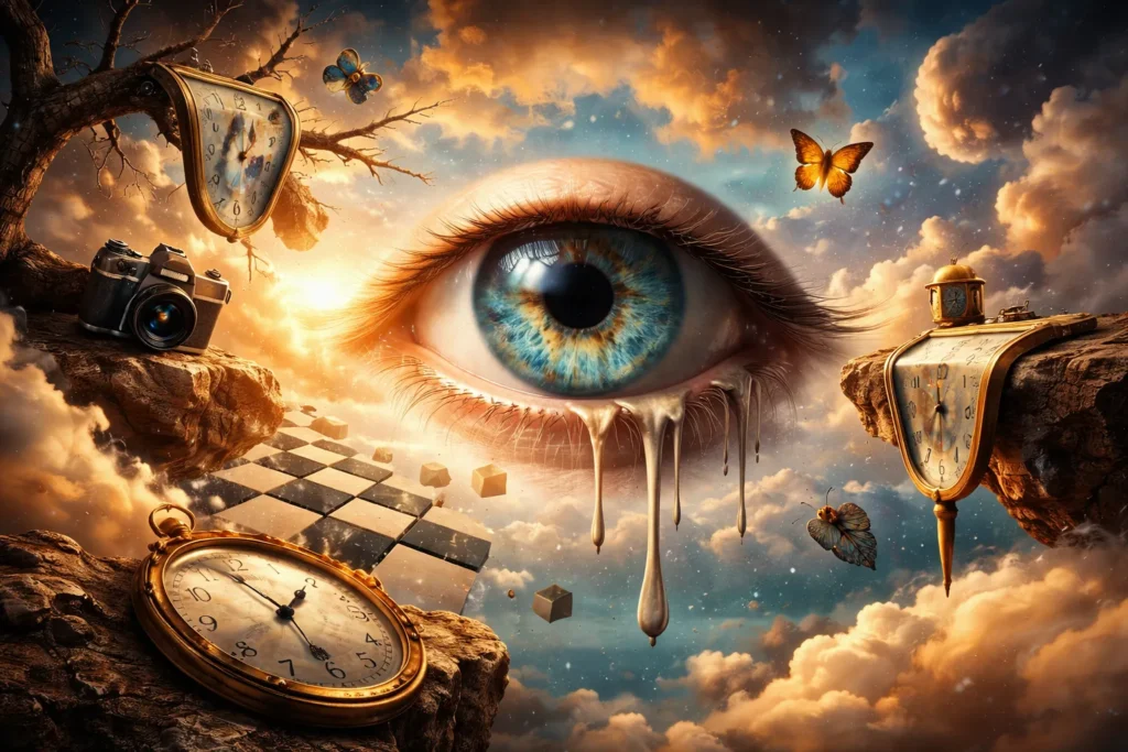 Composição fotográfica artística inspirada no surrealismo