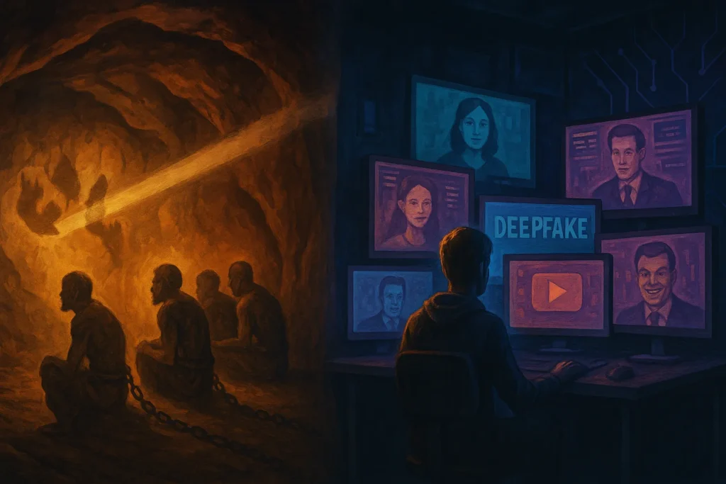 Representação moderna do mito da caverna aplicado ao universo digital