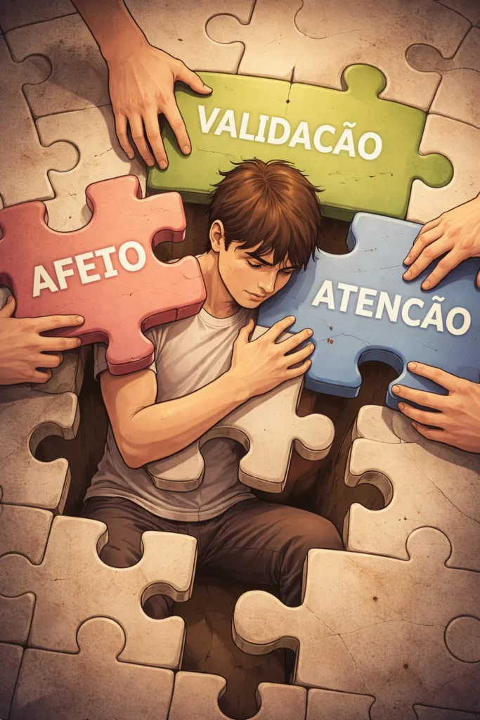 Figura humana sendo moldada como peça de quebra-cabeça