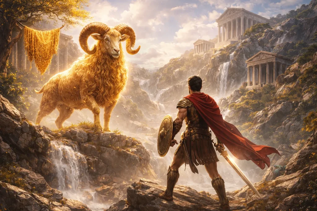 Velocino de Ouro da mitologia grega associado ao signo de Áries