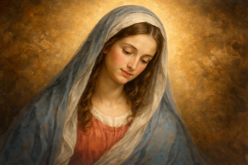 Virgem Maria representando pureza e coragem na tradição cristã