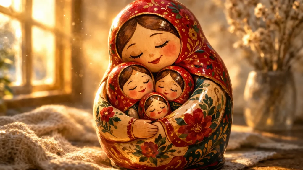 Matrioska simbolizando proteção maternal
