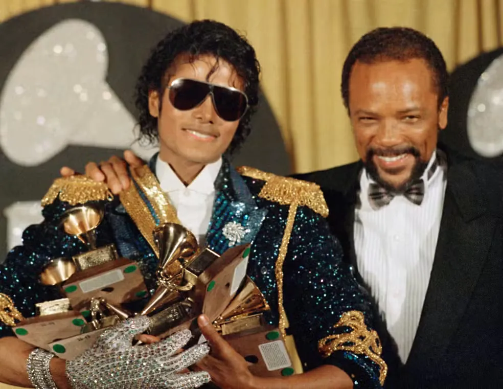 Michael Jackson e Quincy Jones, após a premiação do Grammy de 1984