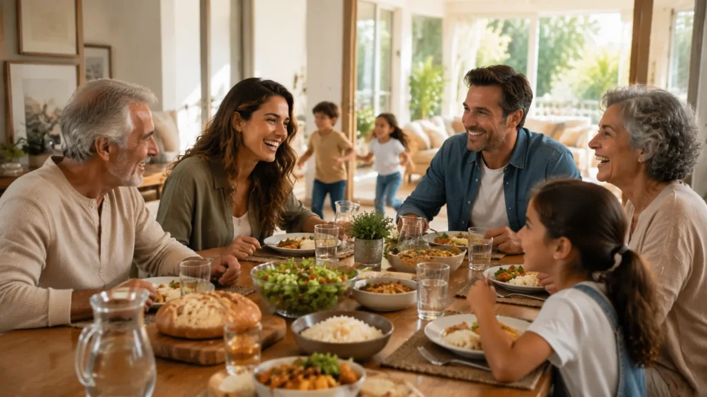 E se você acordasse com tudo que você queria? 5 Família reunida em momento simples e feliz