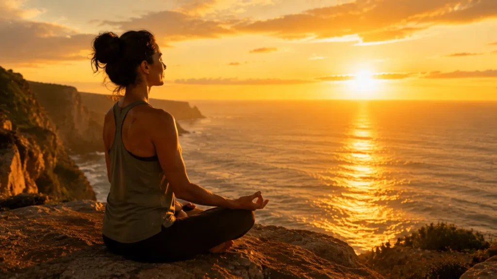 E se você acordasse com tudo que você queria? 6 Pessoa em posição de meditação, conectada ao presente