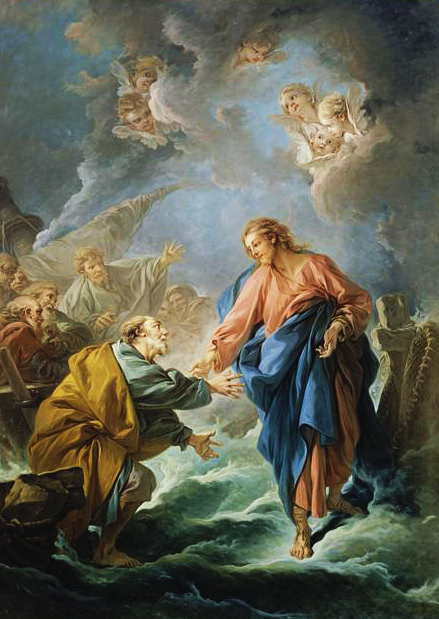 Coleção "A Vida dos Apóstolos de Jesus": São Pedro 1 São Pedro tentando andar sobre as águas quadro do François Boucher