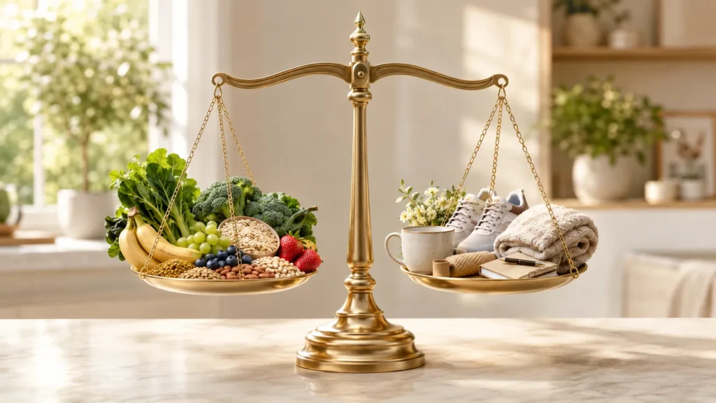 Balança representa equilíbrio no símbolo da Nutrição