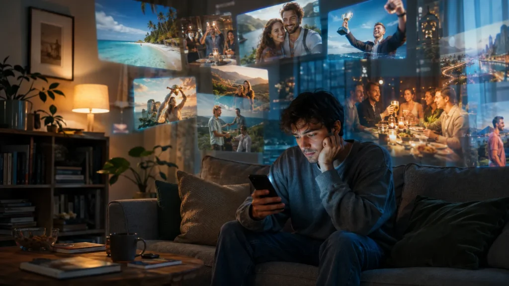 Diferença entre vida virtual e vida real nas redes sociais