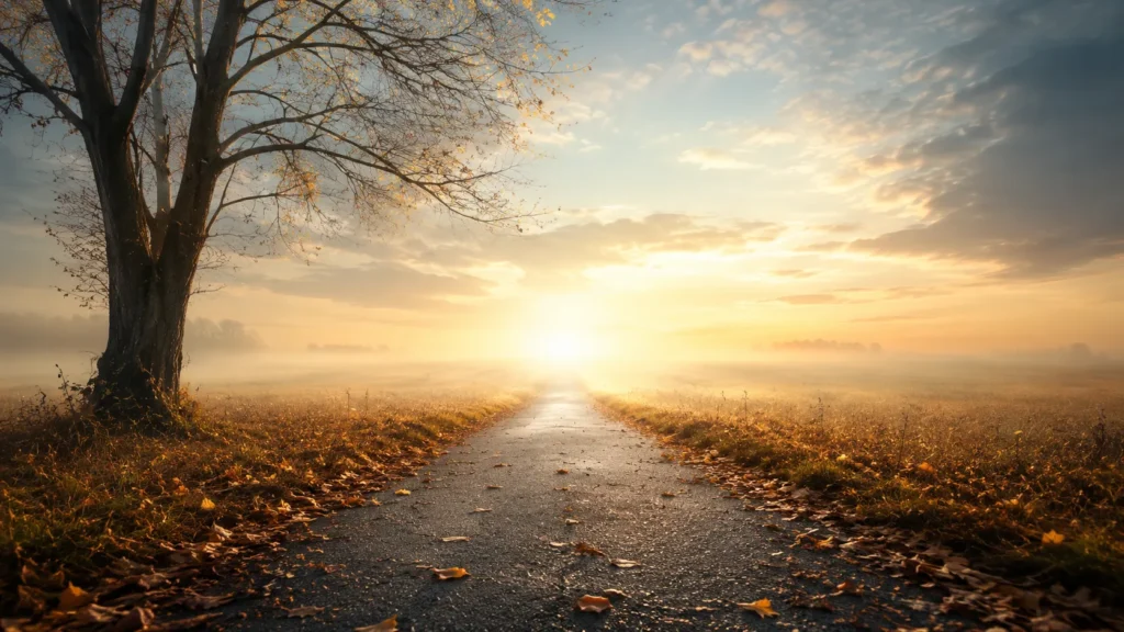 E se você pudesse fazer uma pergunta a Deus e receber uma resposta clara? 4 Estrada desaparecendo no horizonte simboliza o mistério da morte e da existência