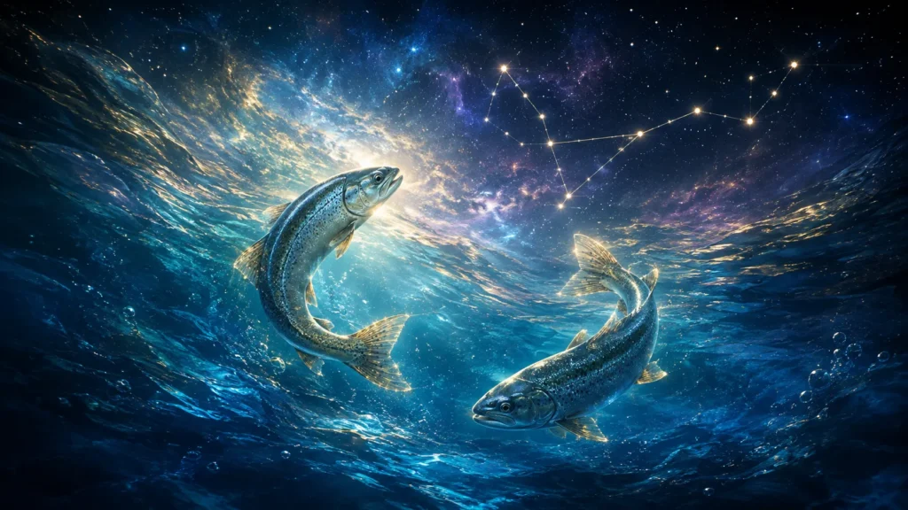 Dois peixes representando o signo de Peixes